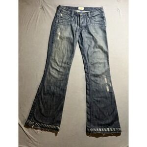 Antik Denim Jeans Womens 29x32‎ Blue Button Dark Wash Bootcut Thick Stitch USA